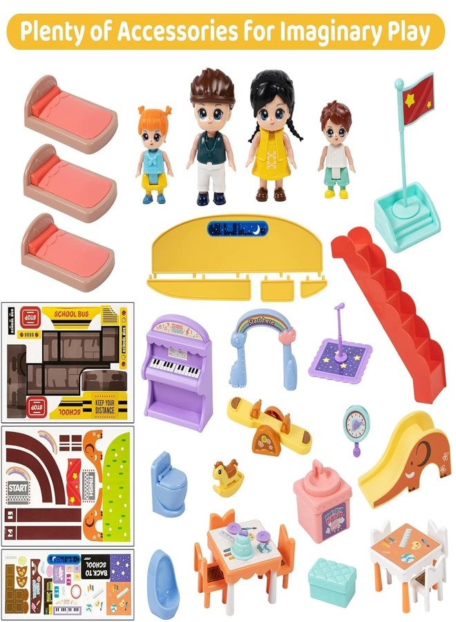 SKYBUCKET Dollhouse Camper Van Portable School Bus Building kitith Stair, Transforming Preschool Storage toyith Music for Girls ge 3+ - Image 5